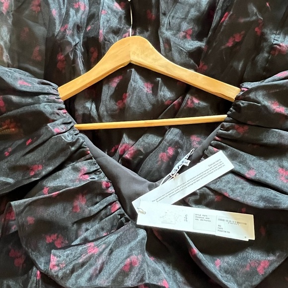 NWT ⭐️ GANNI Ruffled Organza Peplum Midi Dress Black US 4 - Picture 12 of 12